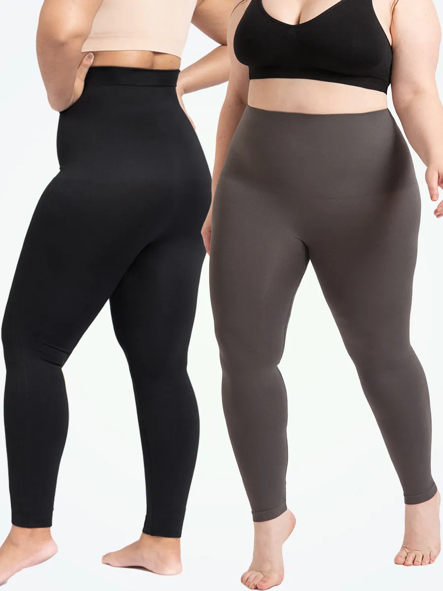 Bundle Shapermint Essentials - 1 High-Waisted Shaping Leggings   1 Seamless Mid-Waist Leggings