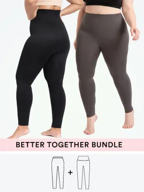 Bundle Shapermint Essentials - 1 High-Waisted Shaping Leggings   1 Seamless Mid-Waist Leggings