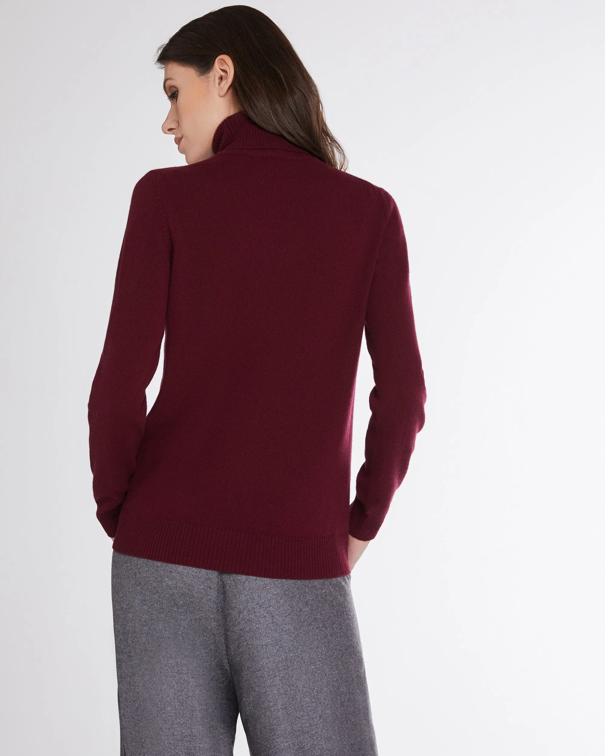 Burgundy Kid cashmere turtleneck sweater