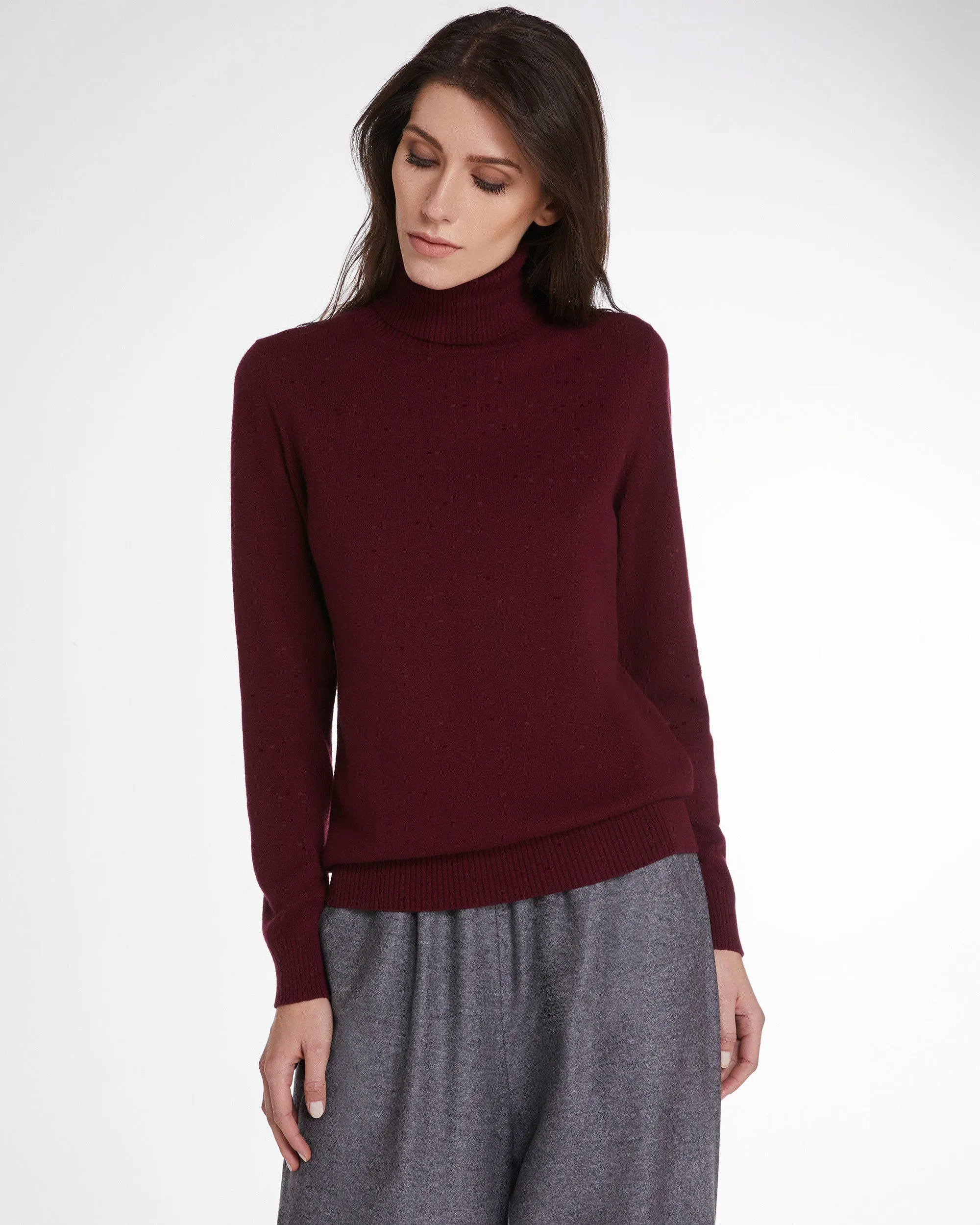 Burgundy Kid cashmere turtleneck sweater