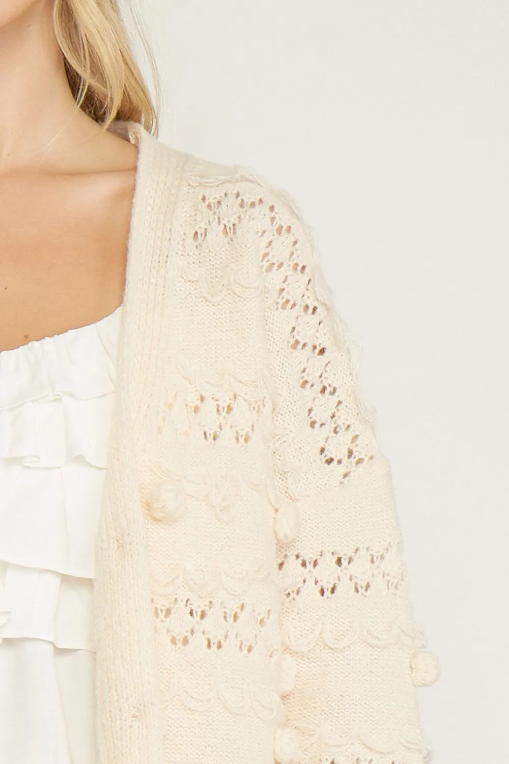 Button front cardigan with textured detailing