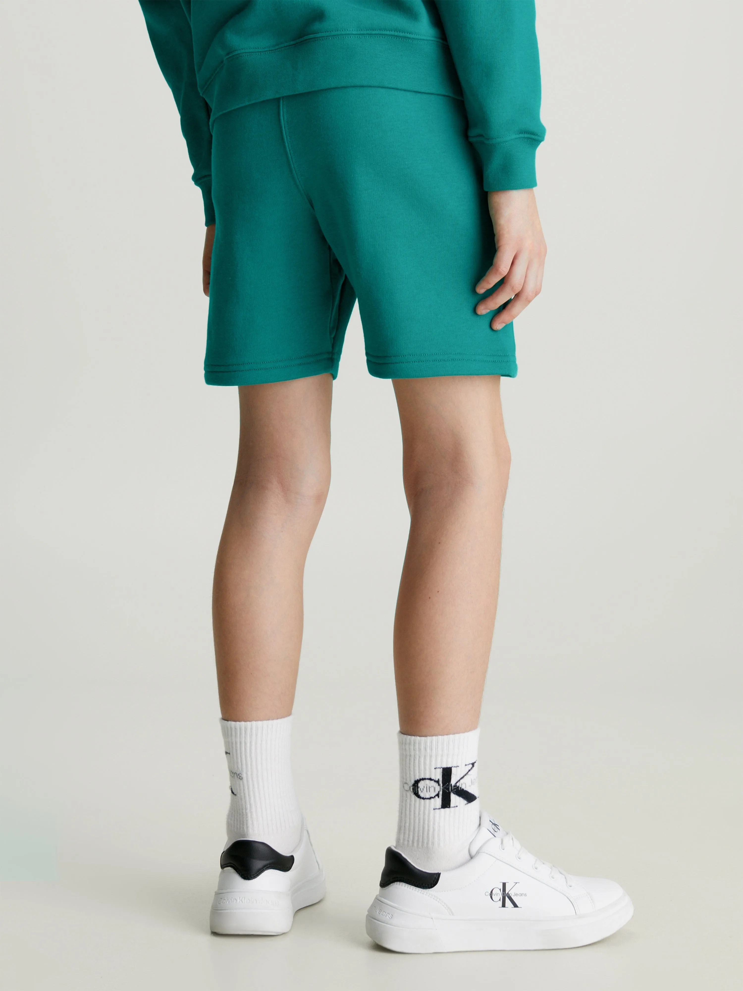 Calvin Klein Boys Intarsia Logo Terry Shorts in Green