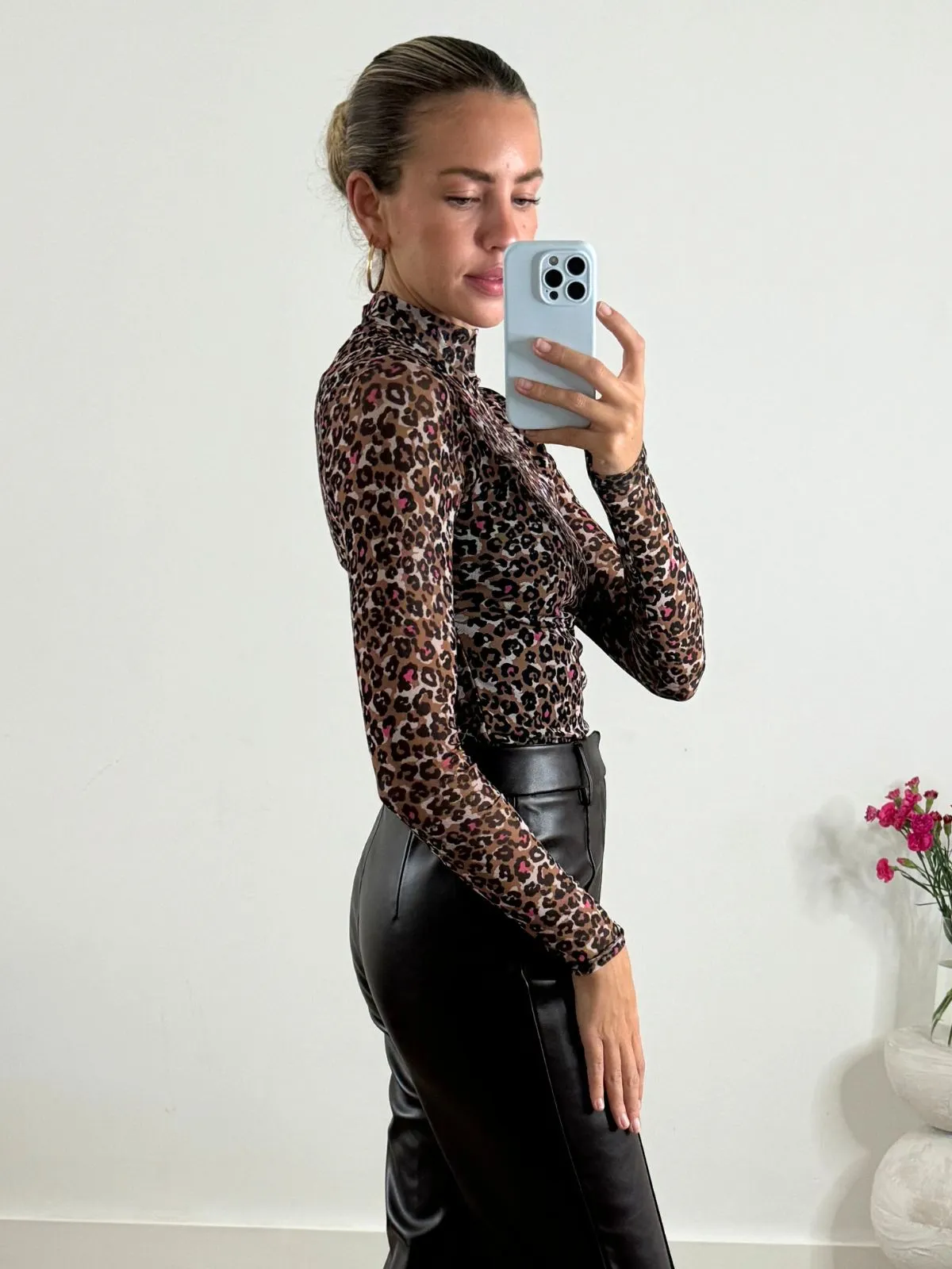 Capani High Neck Mesh Bodysuit in Animal Print