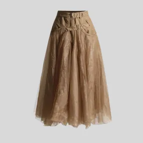 Caramel Chic Tulle Skirt with Buckle Lace Up