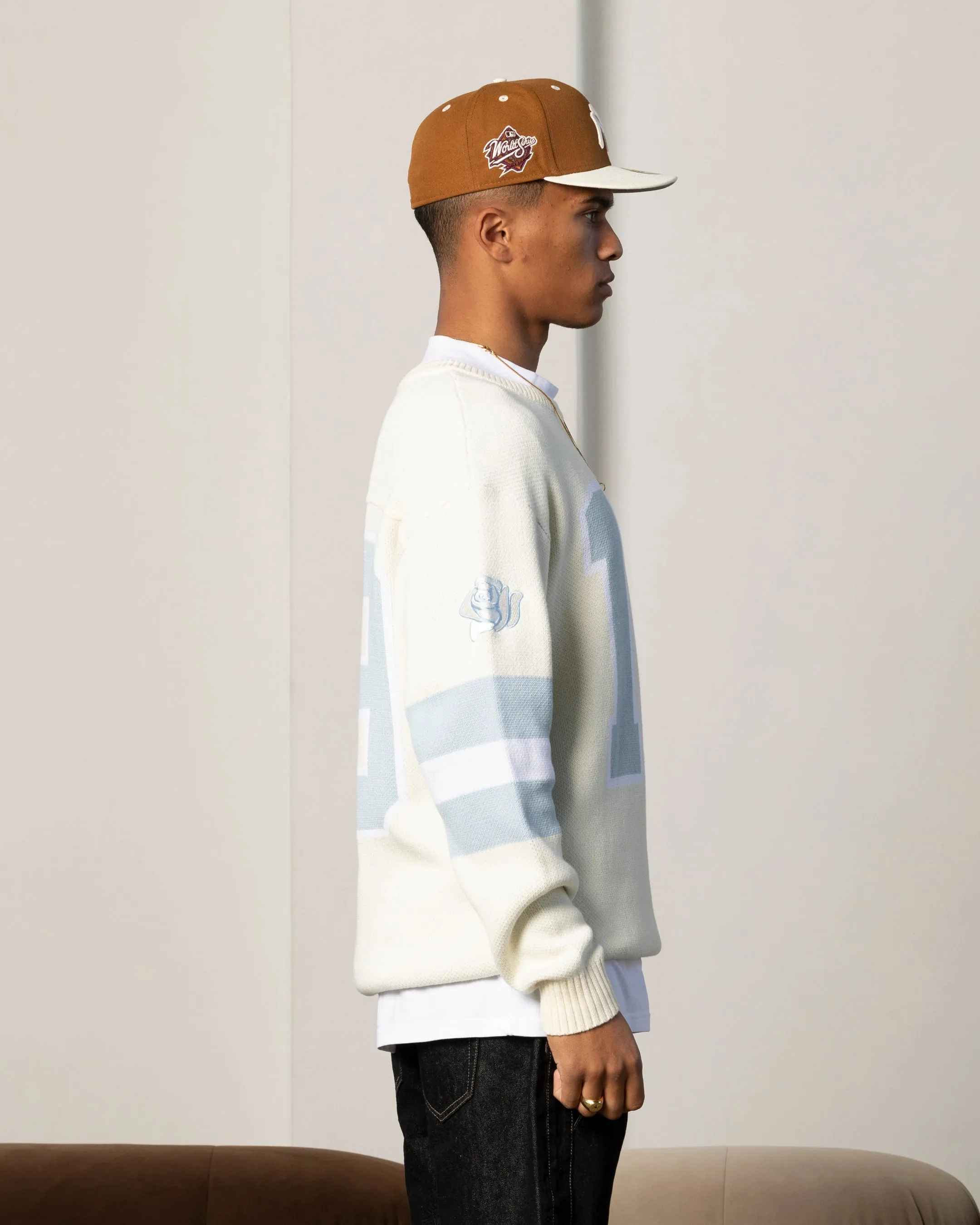 Carré Grid Iron Knitted Sweater Off White