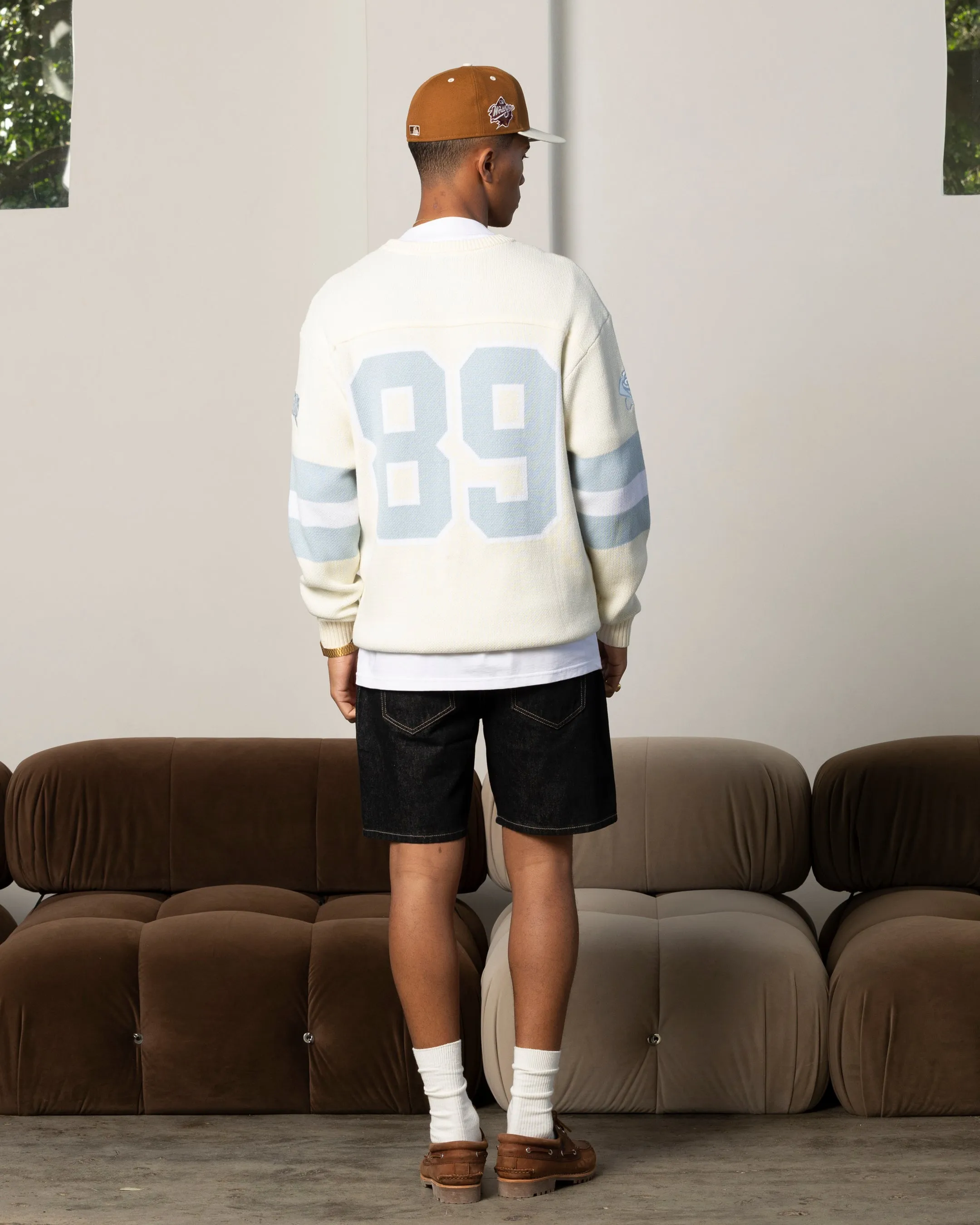 Carré Grid Iron Knitted Sweater Off White