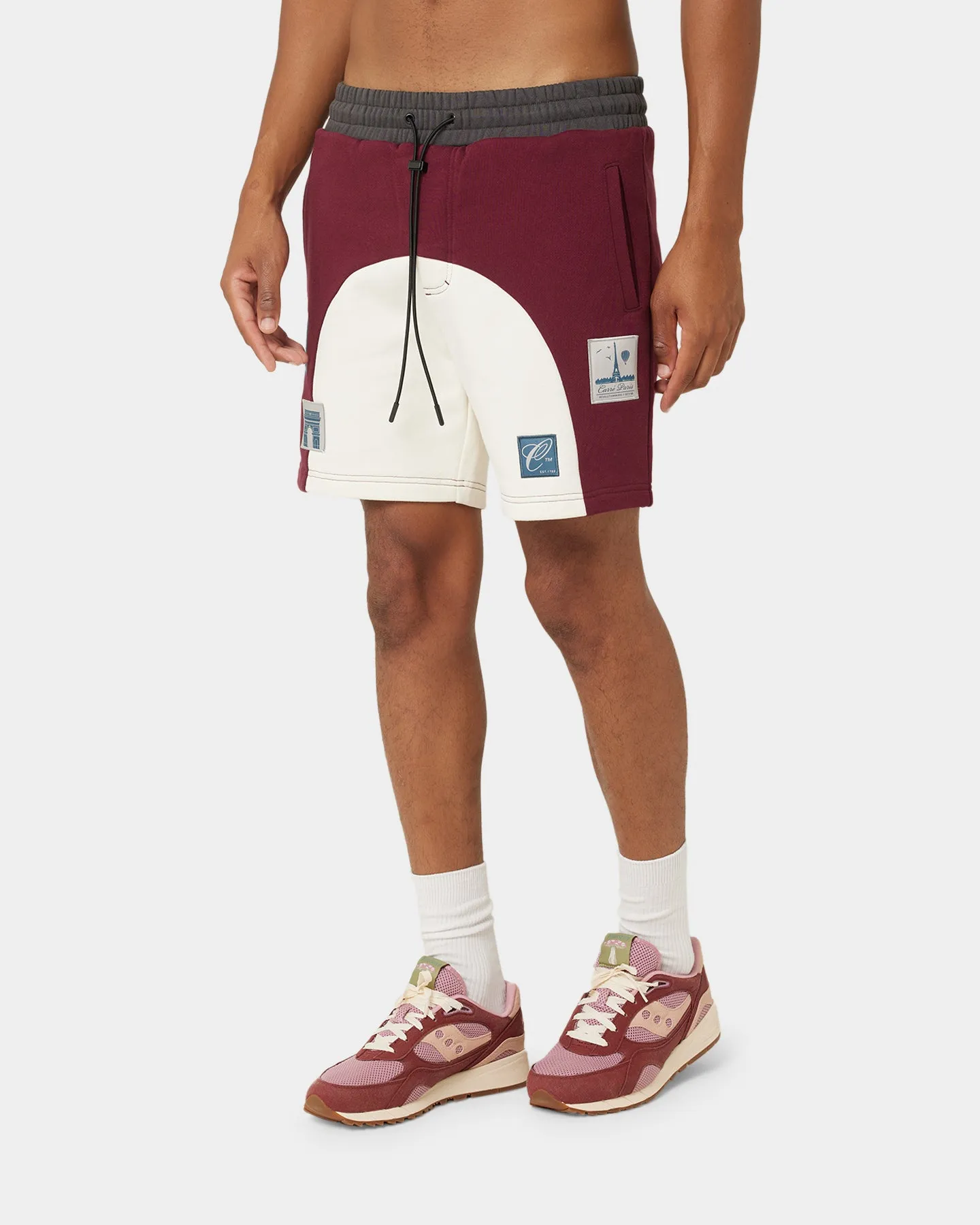 Carre Avant Panel Shorts Maroon