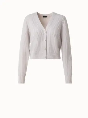 Cashmere Rib Knit Short Cardigan