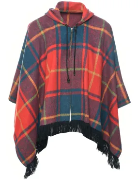 Checked Hooded Cape - M