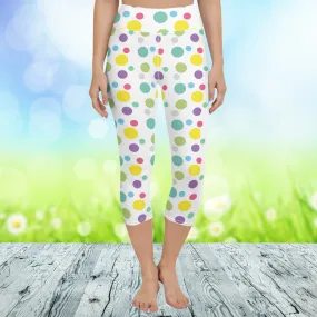 Cheerful Polka Dots Yoga Capri Leggings | Fitness Capri Leggings, lioness-love