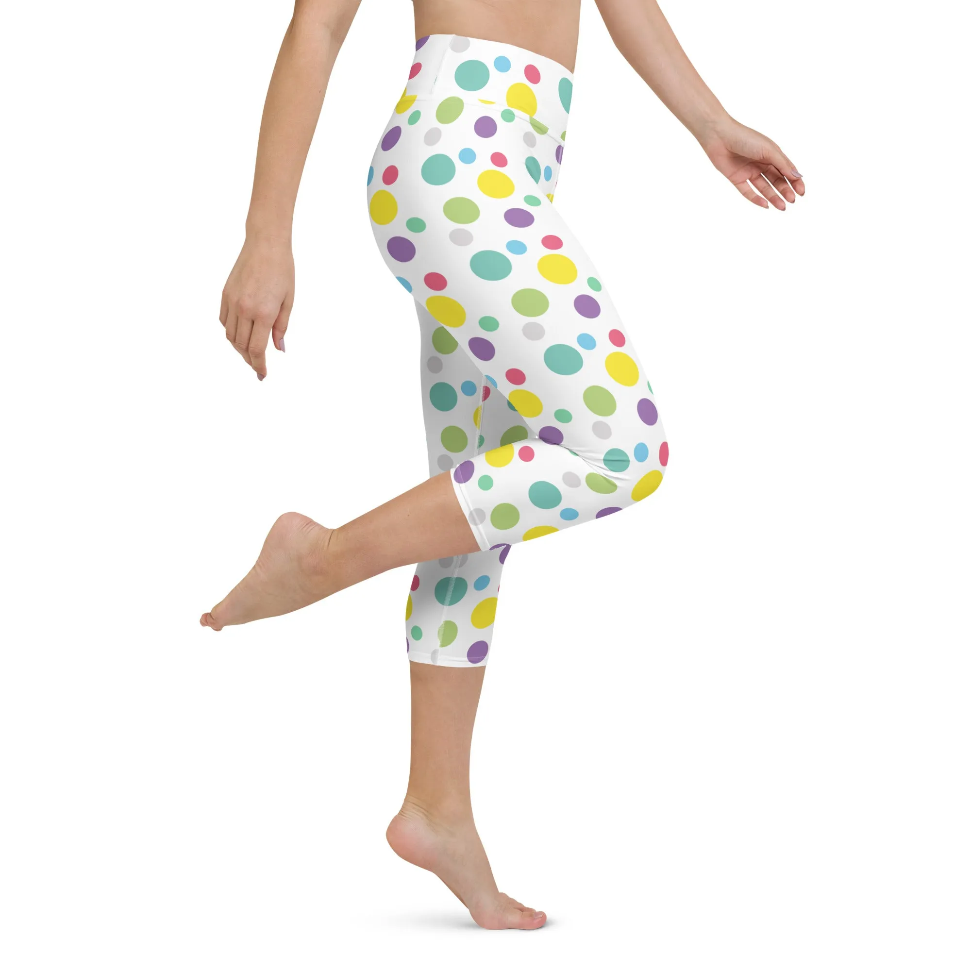 Cheerful Polka Dots Yoga Capri Leggings | Fitness Capri Leggings, lioness-love