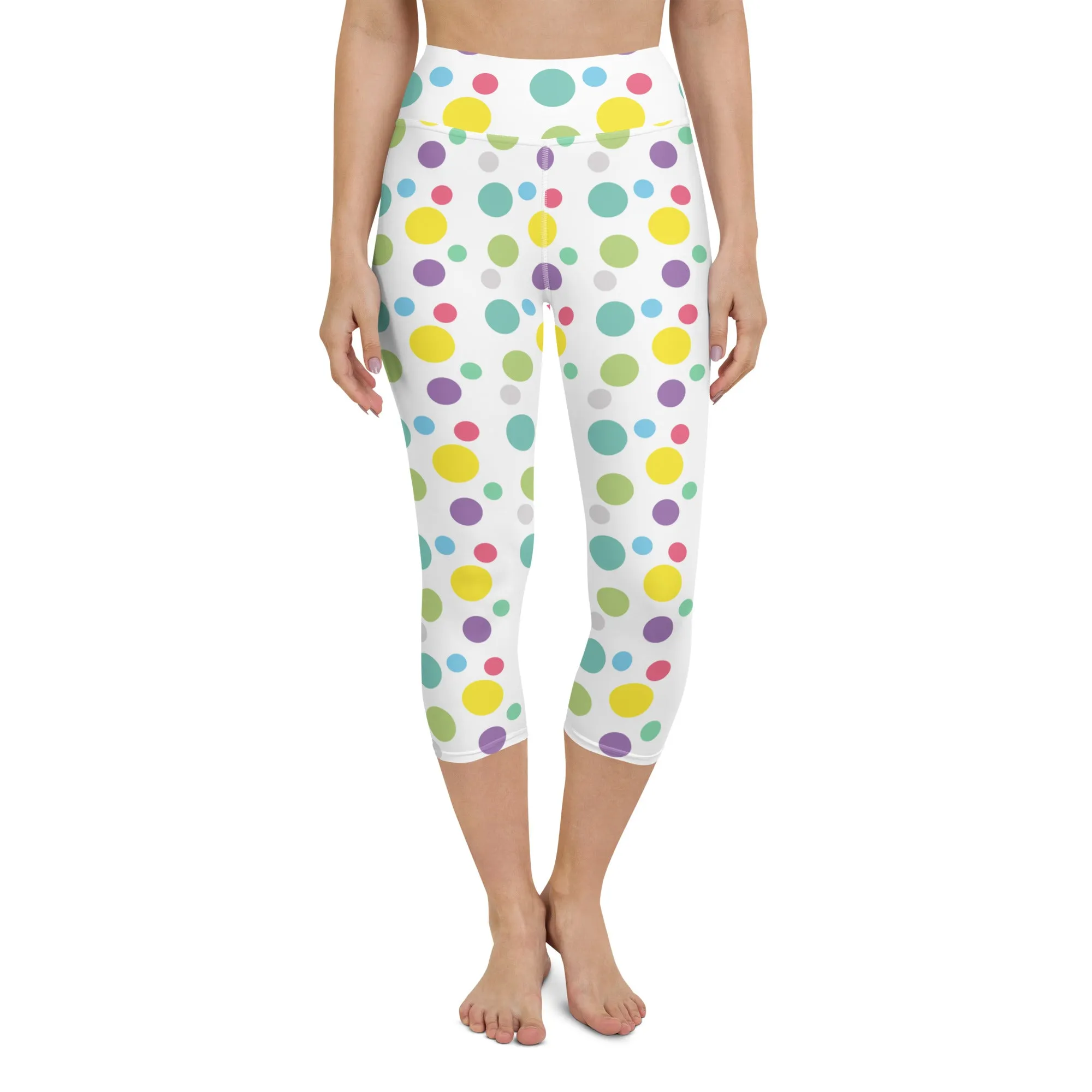 Cheerful Polka Dots Yoga Capri Leggings | Fitness Capri Leggings, lioness-love