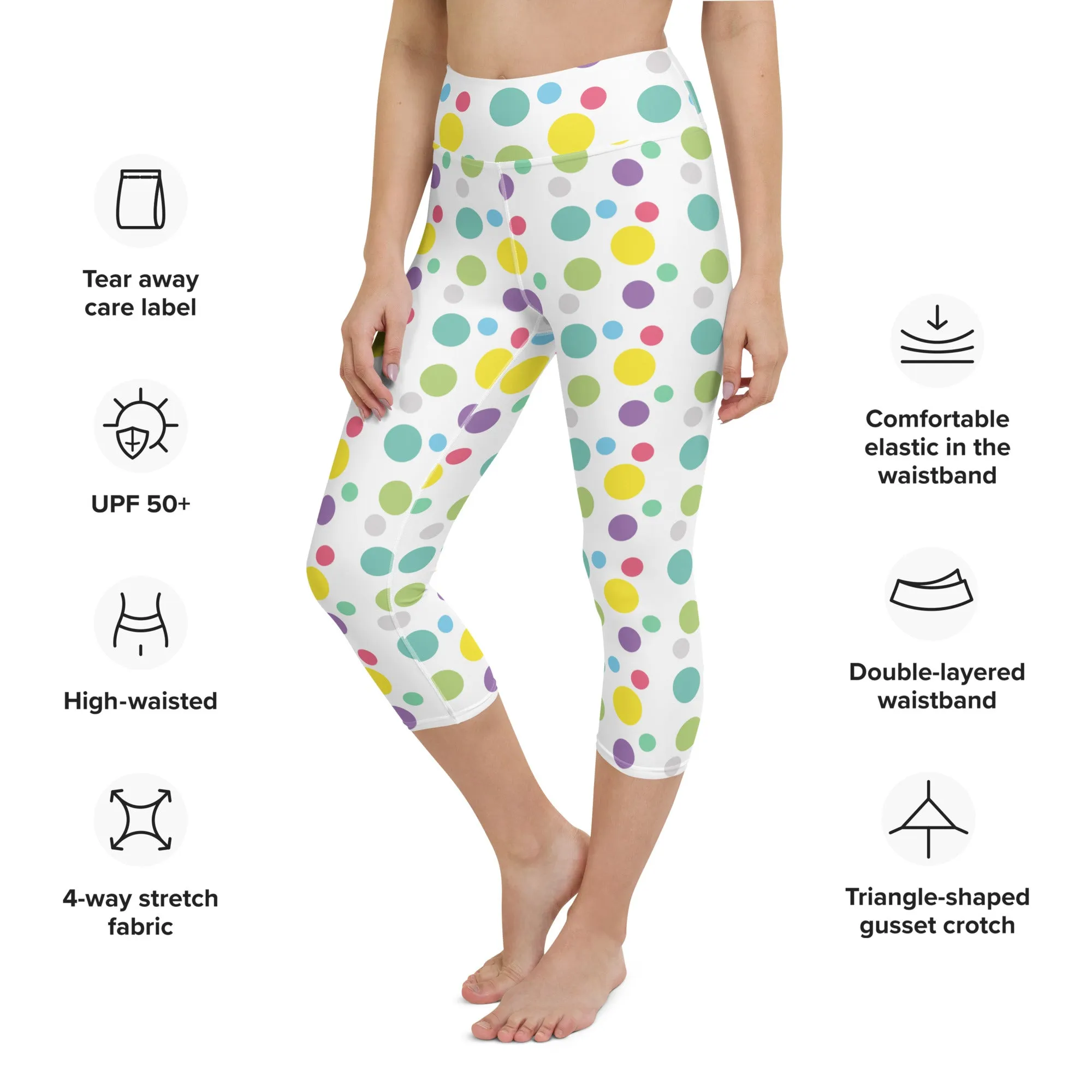 Cheerful Polka Dots Yoga Capri Leggings | Fitness Capri Leggings, lioness-love