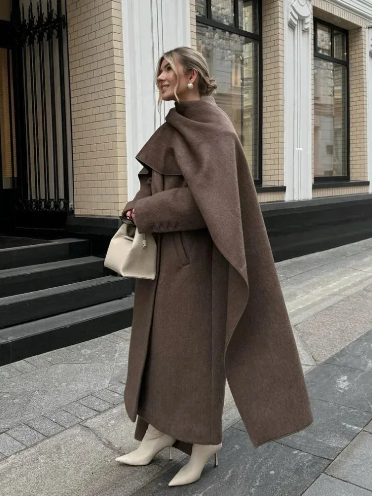 Chic Scarf trench coat long and short trench coat peacoat