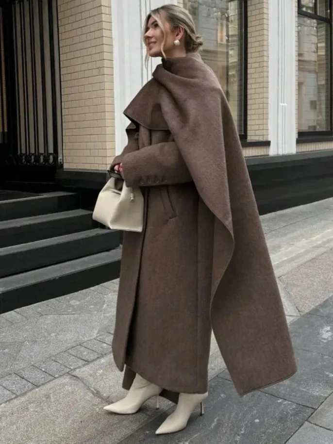 Chic Scarf trench coat long and short trench coat peacoat