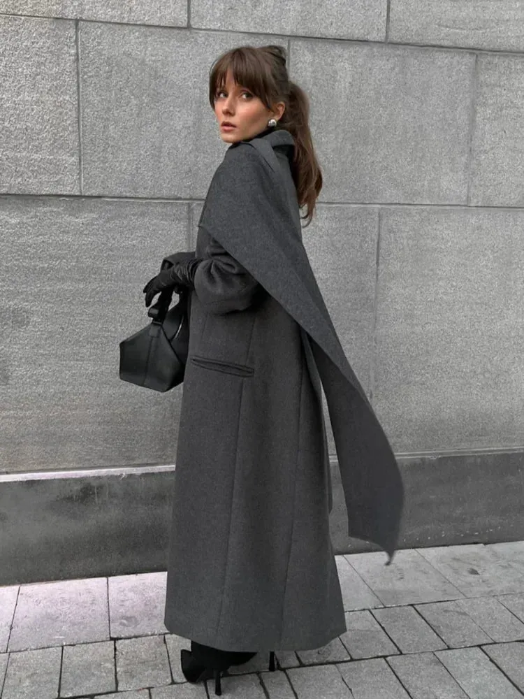 Chic Scarf trench coat long and short trench coat peacoat