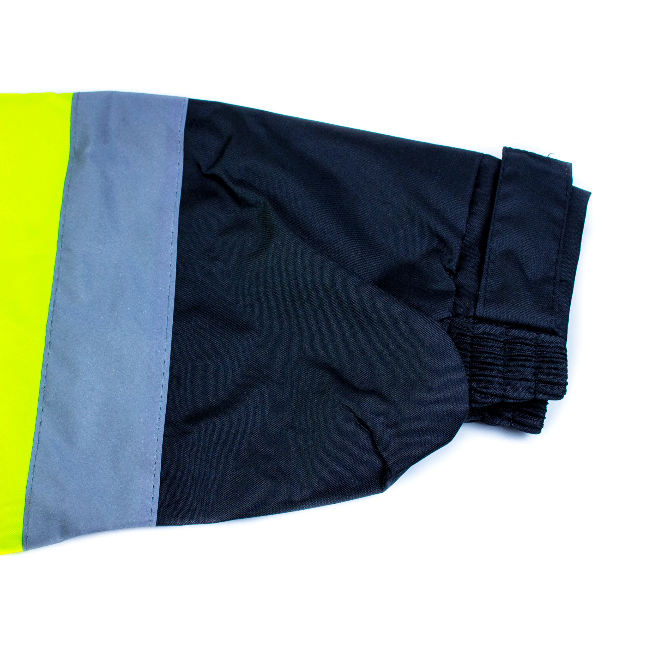 Class 3 Reflective Hi-Viz Black Bottom Long Rain Coat (Lime/Orange)