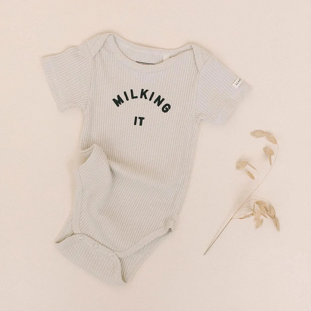 Claude & Co "Milking It" Short Sleeve Bodysuit - Oat