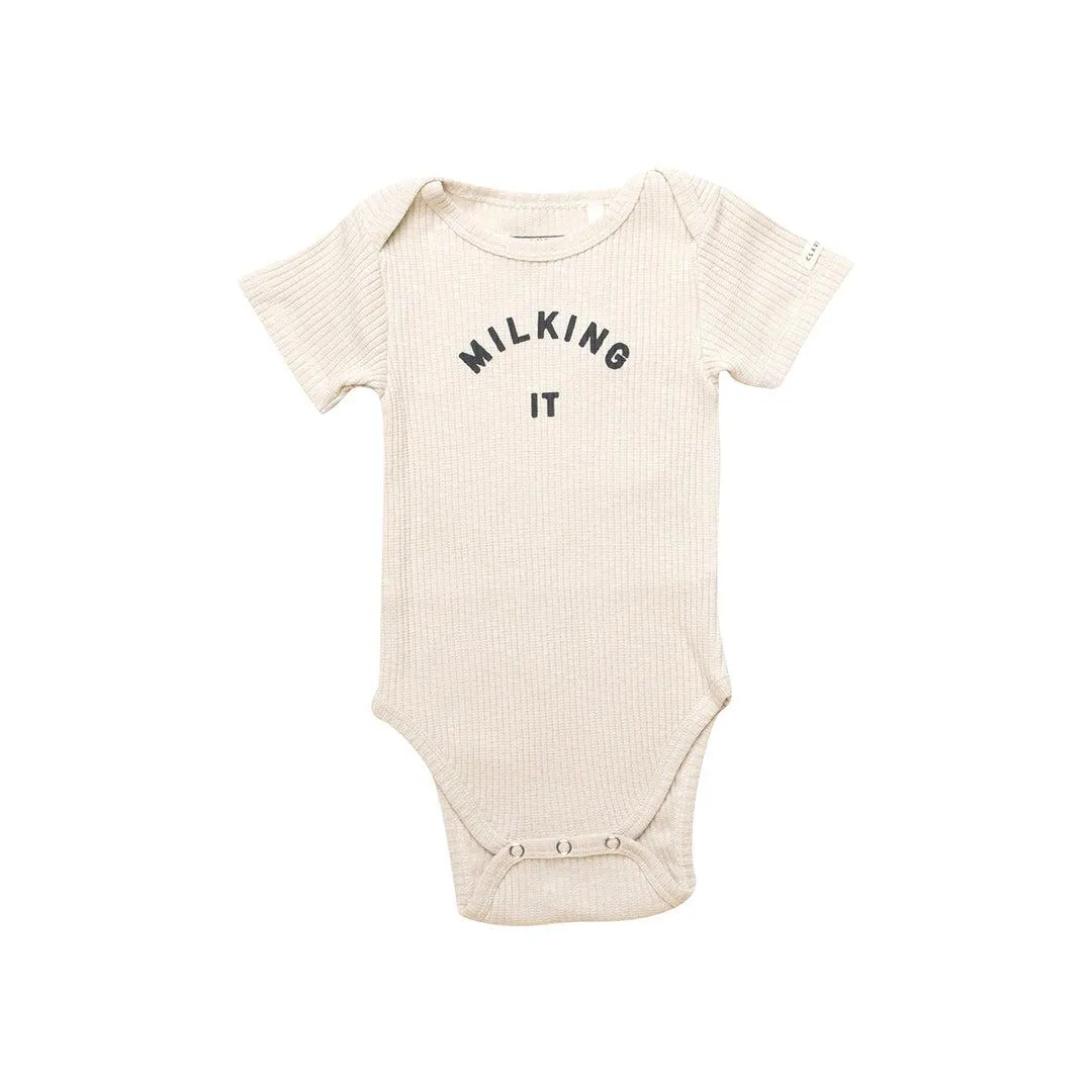 Claude & Co "Milking It" Short Sleeve Bodysuit - Oat