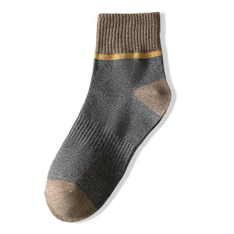 Colorblocking Contrast Sports Cotton Mid-calf Socks