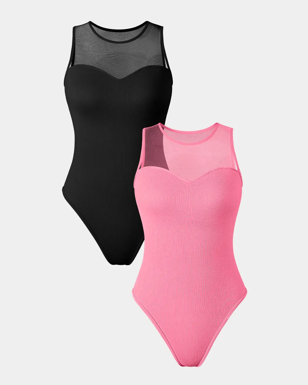 Crew Neck Mesh  Bodysuits