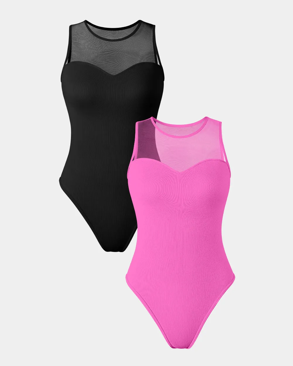 Crew Neck Mesh  Bodysuits