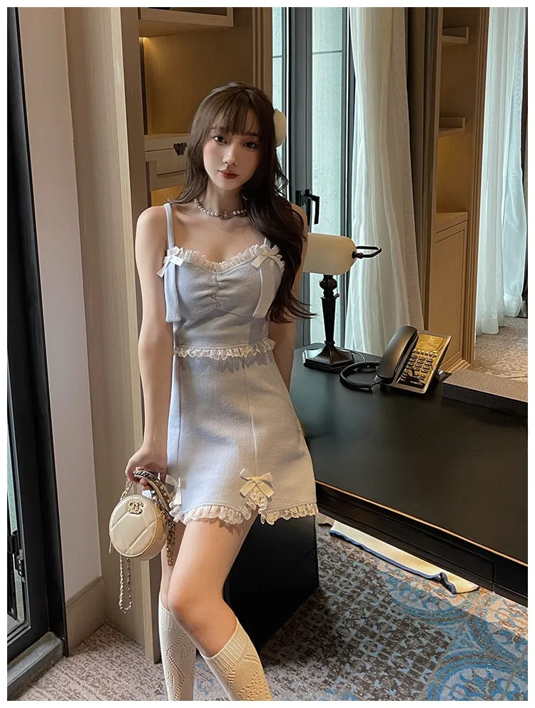 deanwangkt Lace Japanese Sweet Lolita Dress Women Bow Pink Kawaii Party Mini Dresses Female Blue Princess Korean Fashion Dresse Winter