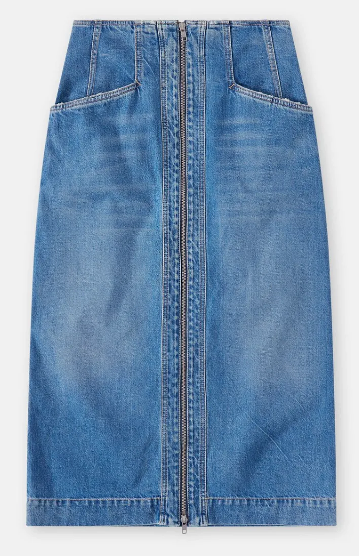 Denim Skirt with Zip