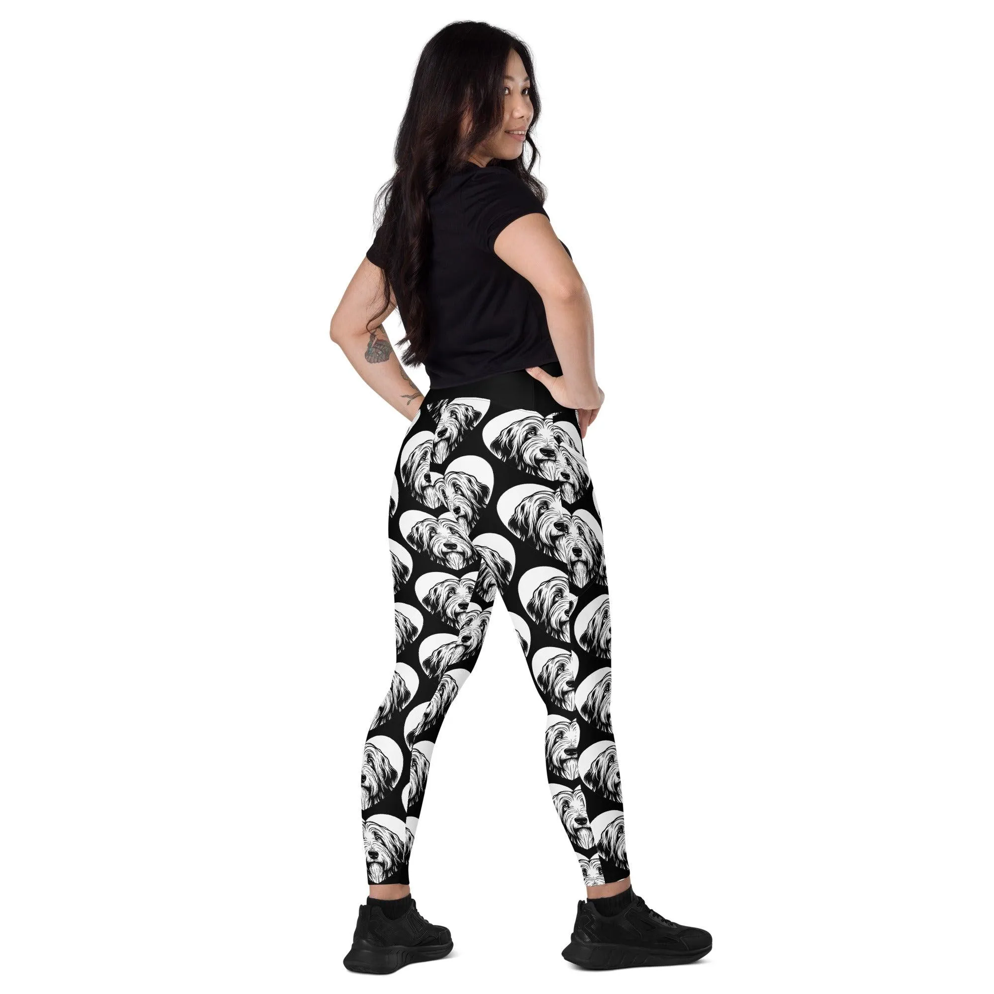 DOG BREED LEGGINGS with pockets - BEARDED COLLIE - HERTTAHOUND