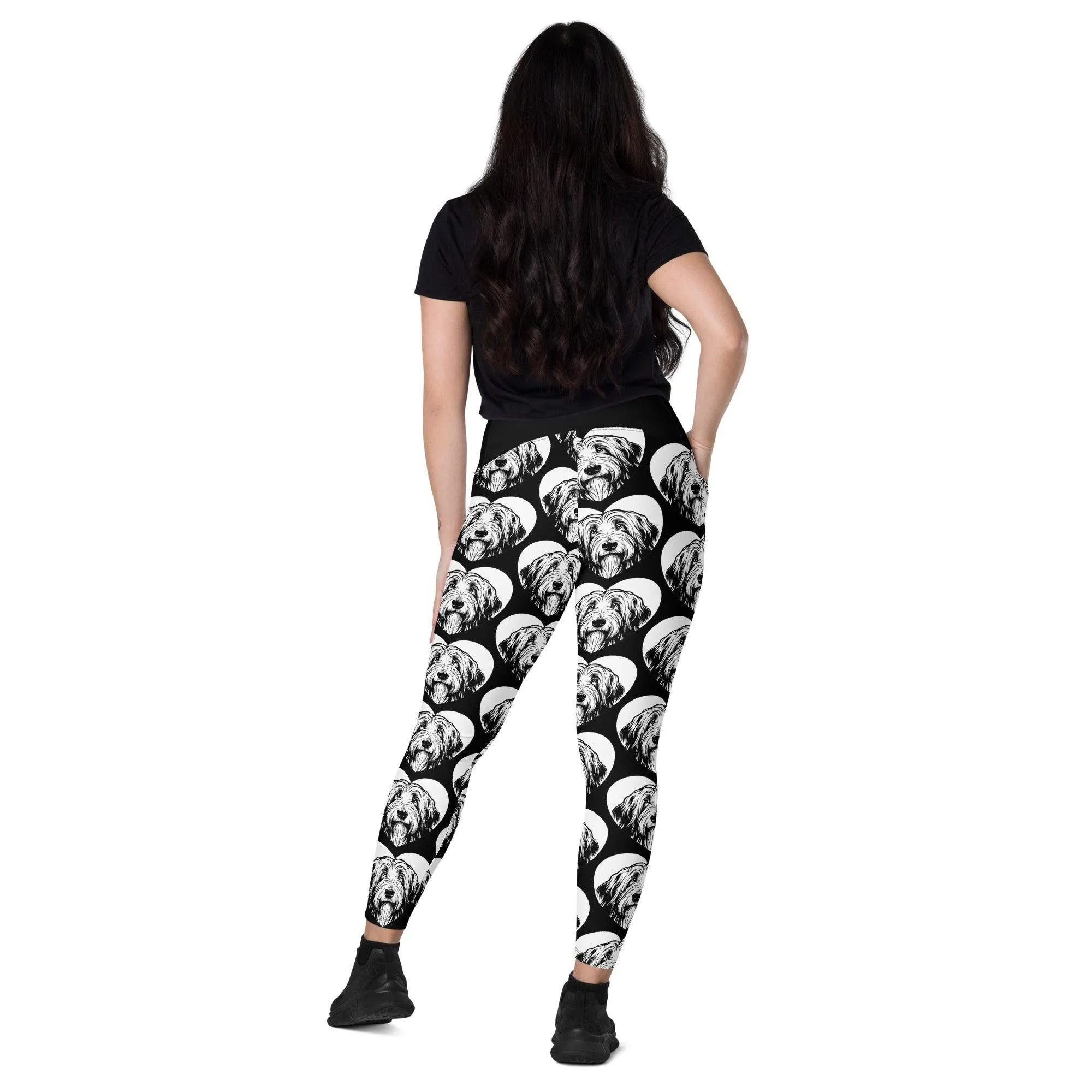 DOG BREED LEGGINGS with pockets - BEARDED COLLIE - HERTTAHOUND