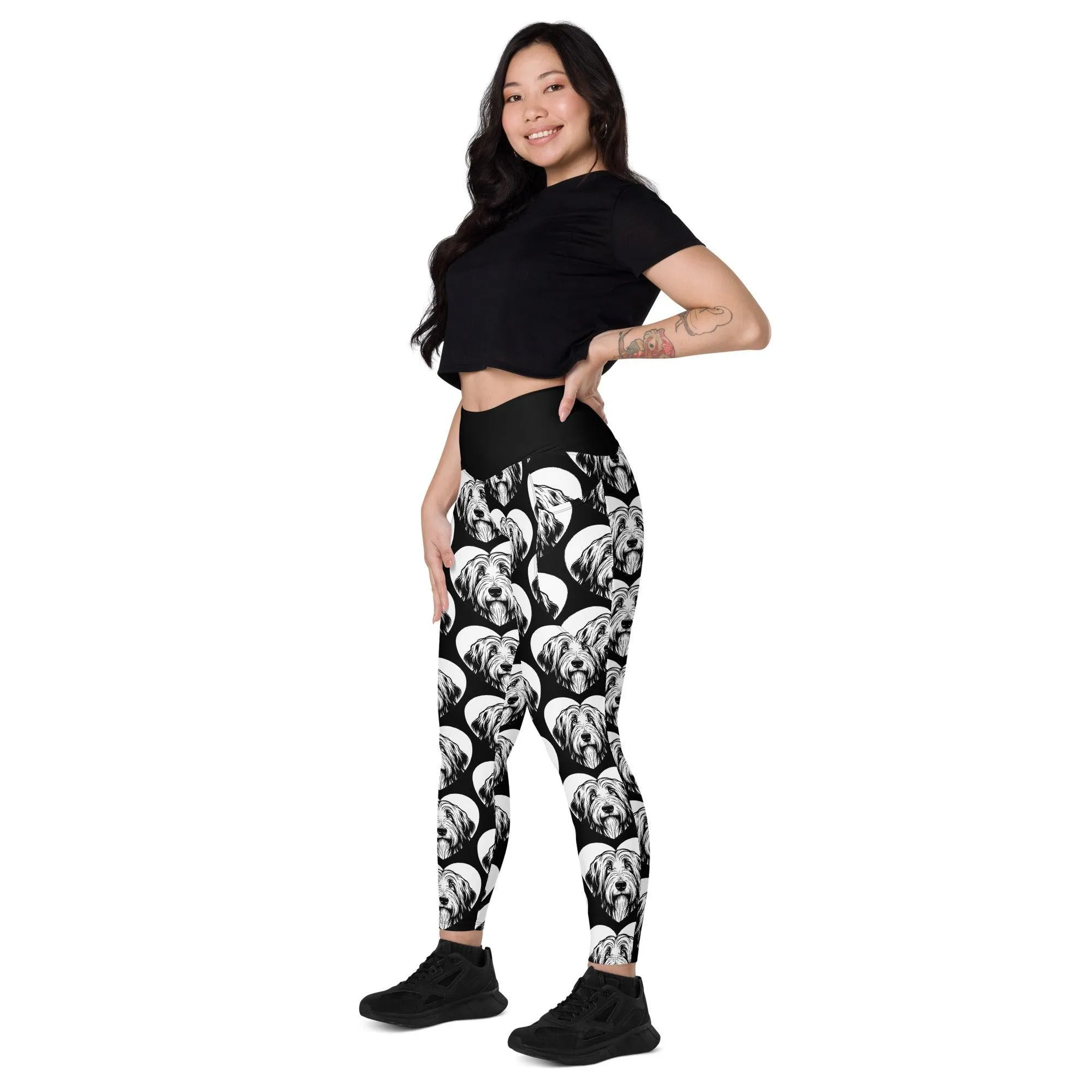 DOG BREED LEGGINGS with pockets - BEARDED COLLIE - HERTTAHOUND