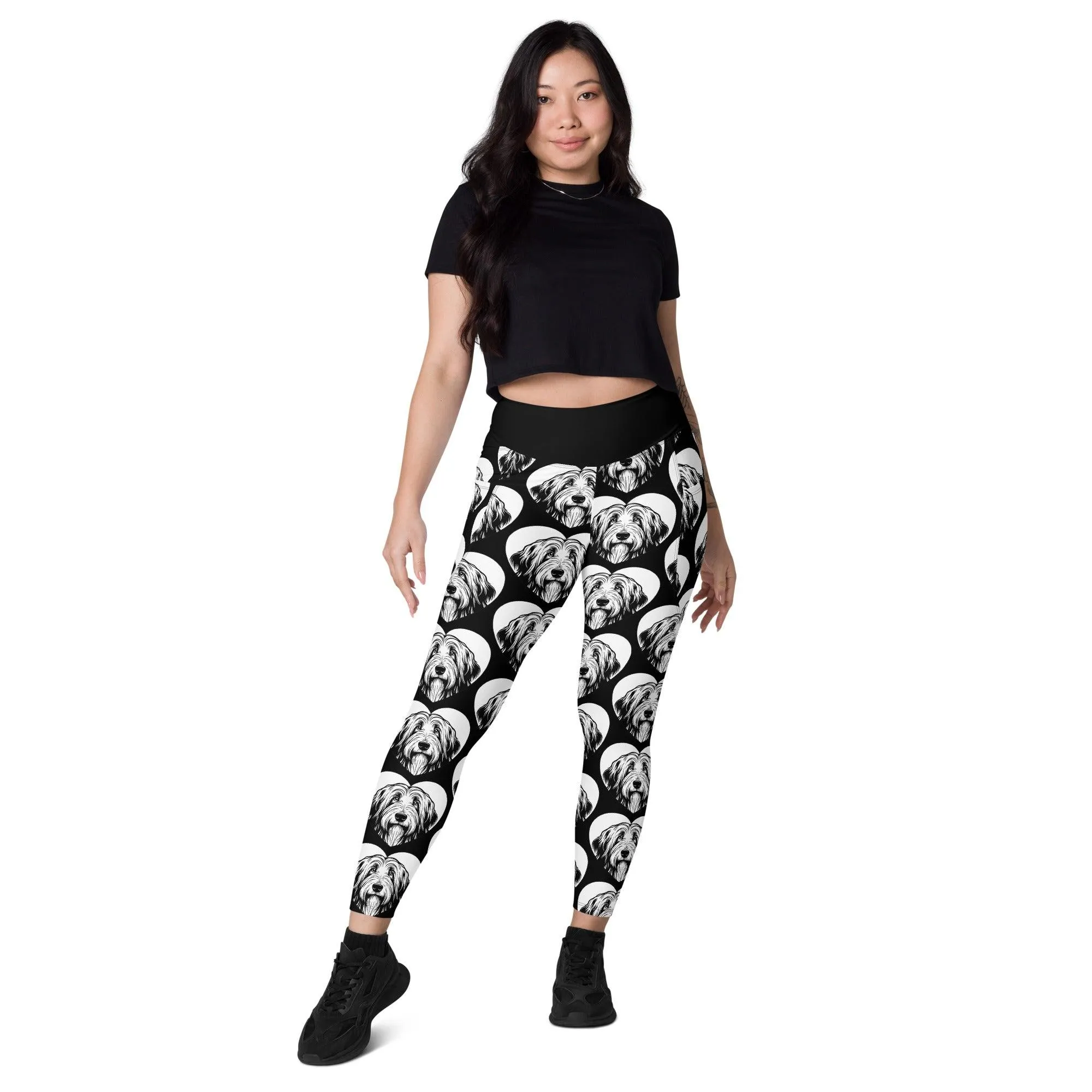 DOG BREED LEGGINGS with pockets - BEARDED COLLIE - HERTTAHOUND