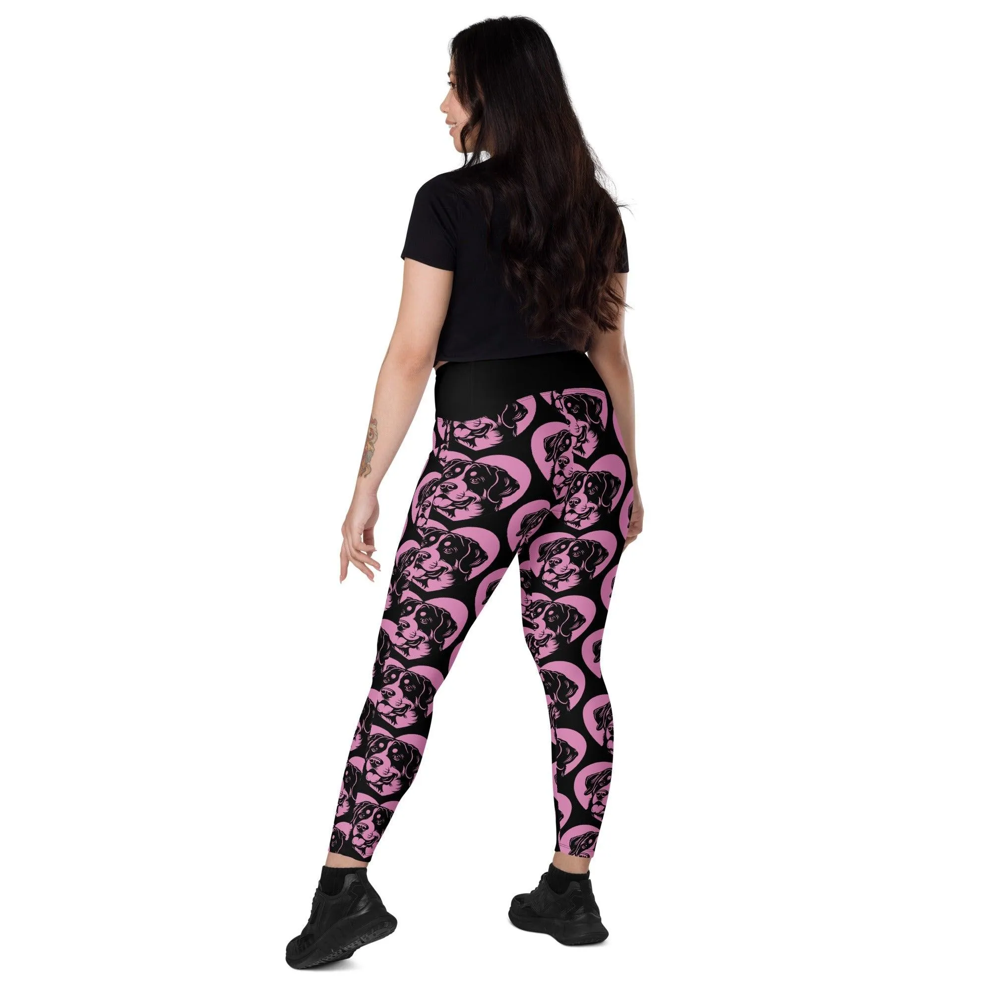 DOG BREED LEGGINGS with pockets - GREATER SWISS MOUNTAIN DOG - HERTTAHOUND - pink