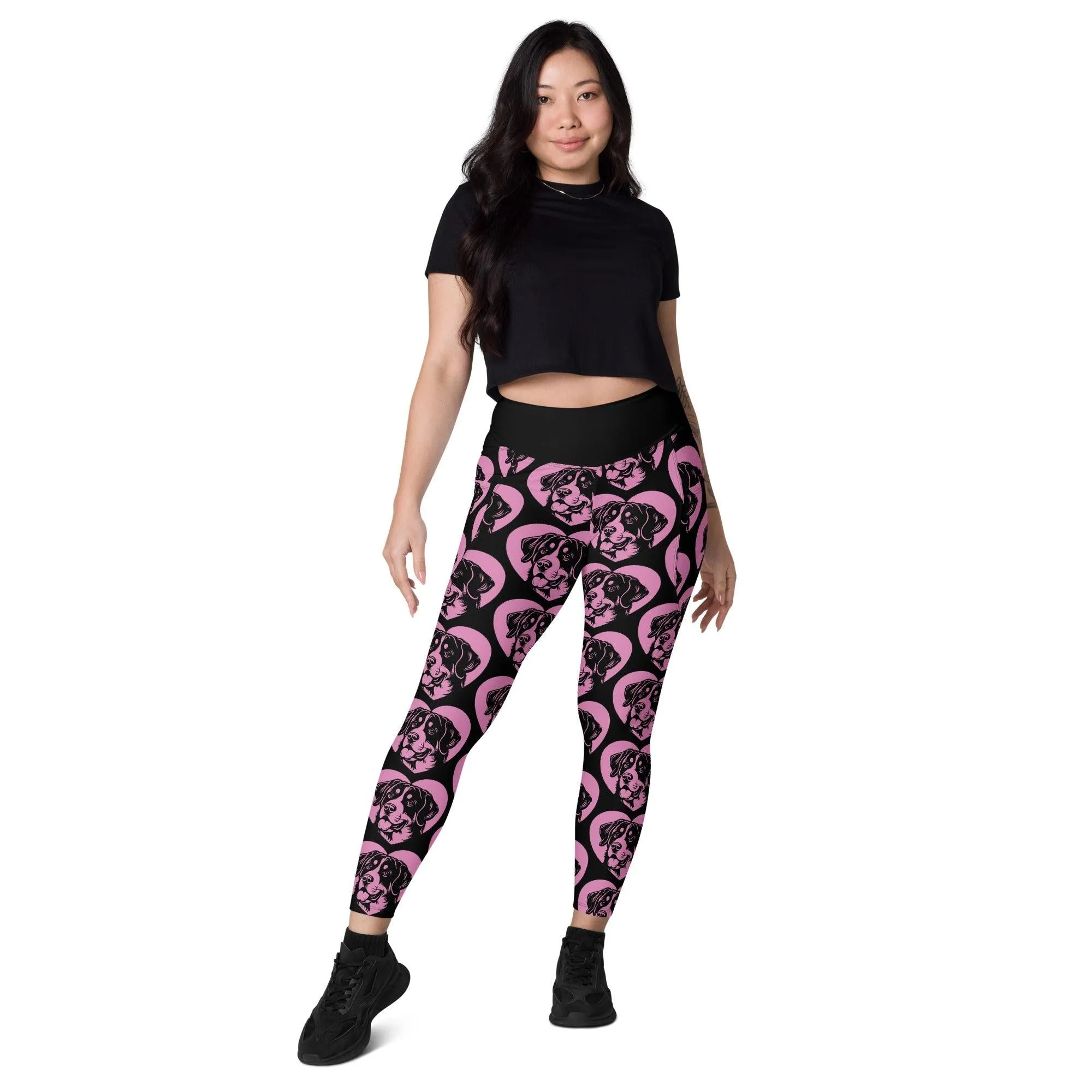 DOG BREED LEGGINGS with pockets - GREATER SWISS MOUNTAIN DOG - HERTTAHOUND - pink