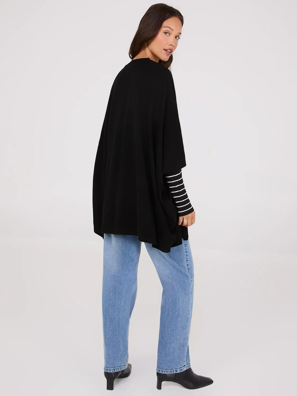 Dolman Sleeve Open Cape Sweater