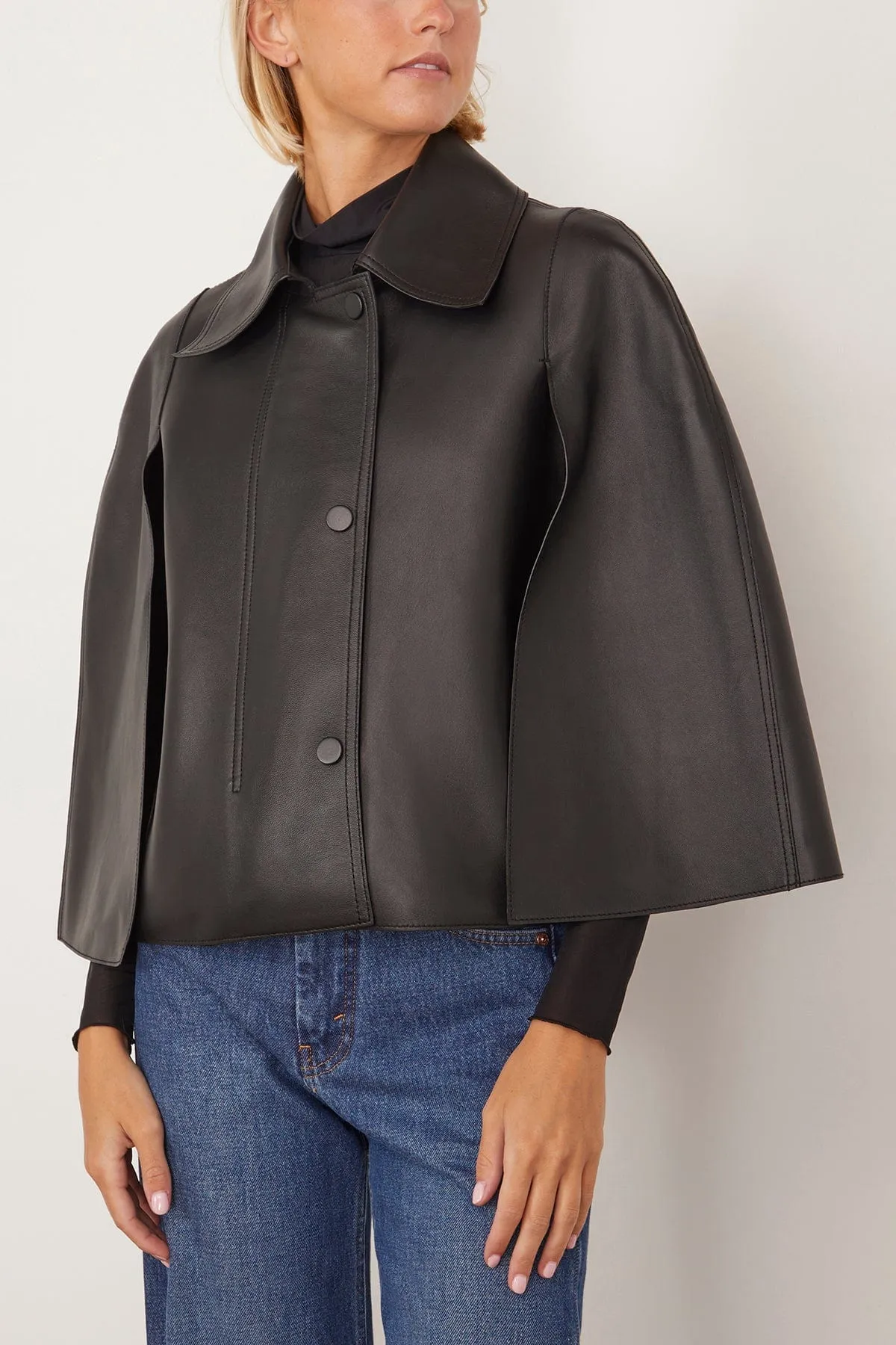 Double Leather Cape in Black