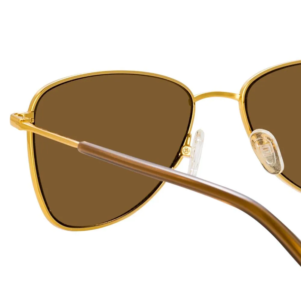 Dries Van Noten 197 Aviator Sunglasses in Yellow Gold Tone