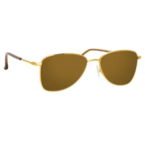 Dries Van Noten 197 Aviator Sunglasses in Yellow Gold Tone