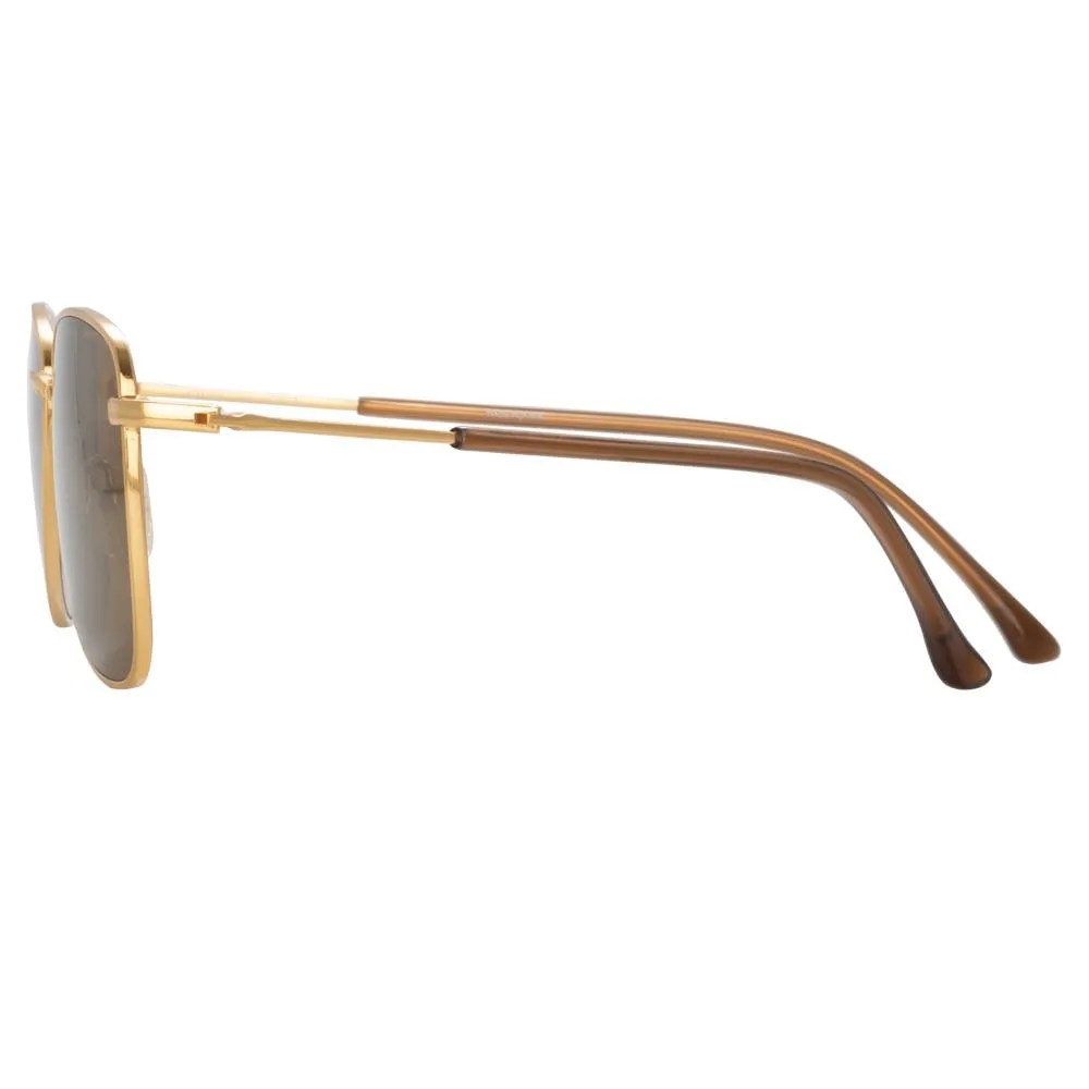 Dries Van Noten 197 Aviator Sunglasses in Yellow Gold Tone