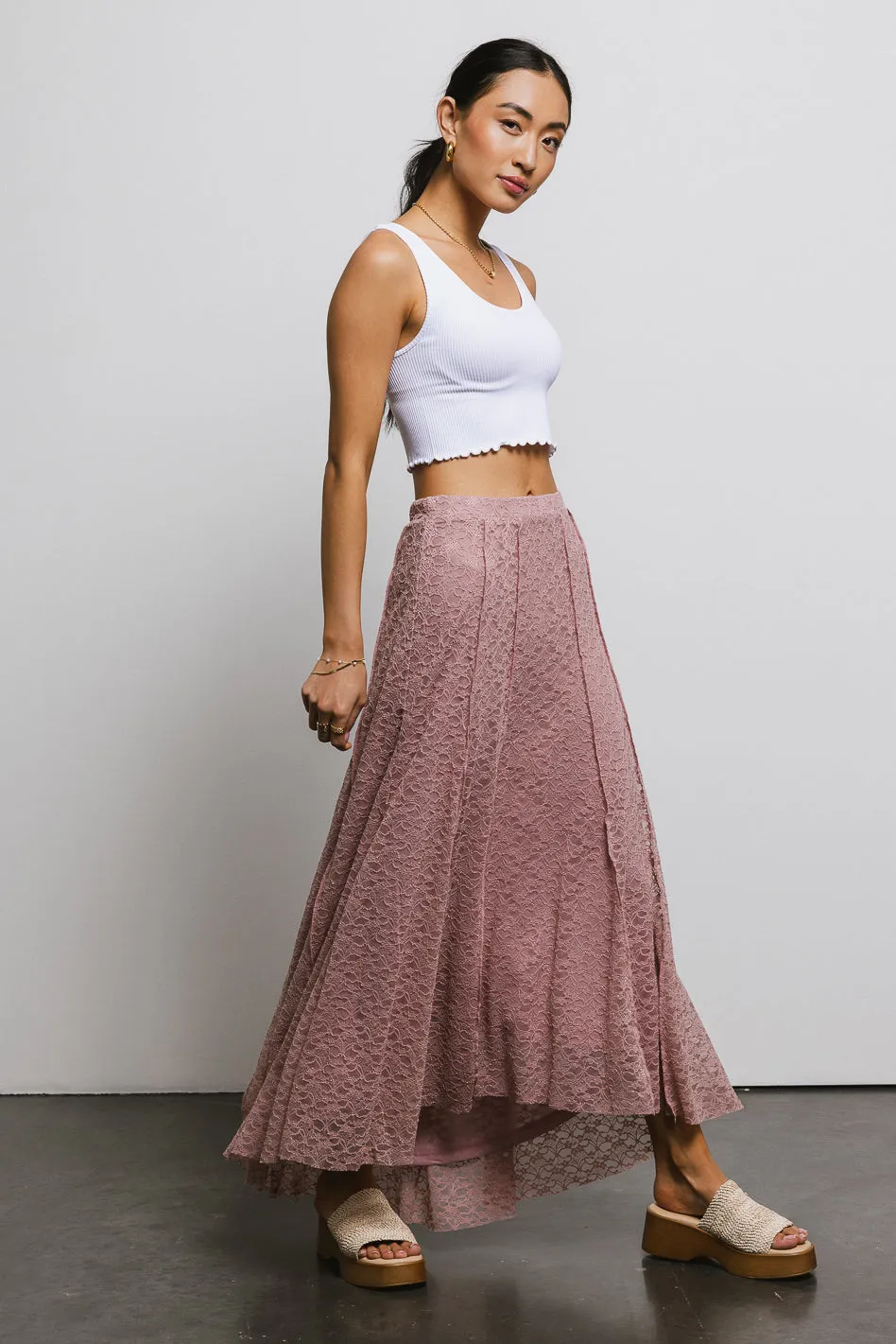 Eliza Lace Skirt in Rose