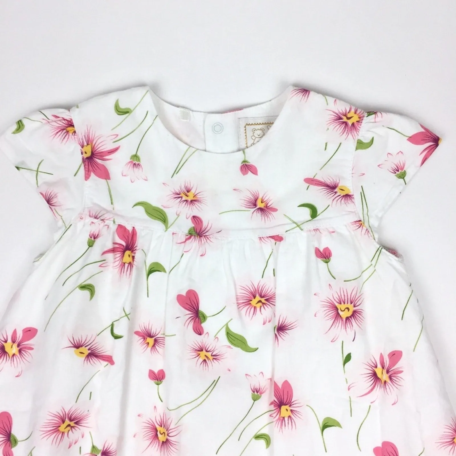 Emile et Rose White Pink Floral Dress 12 Months