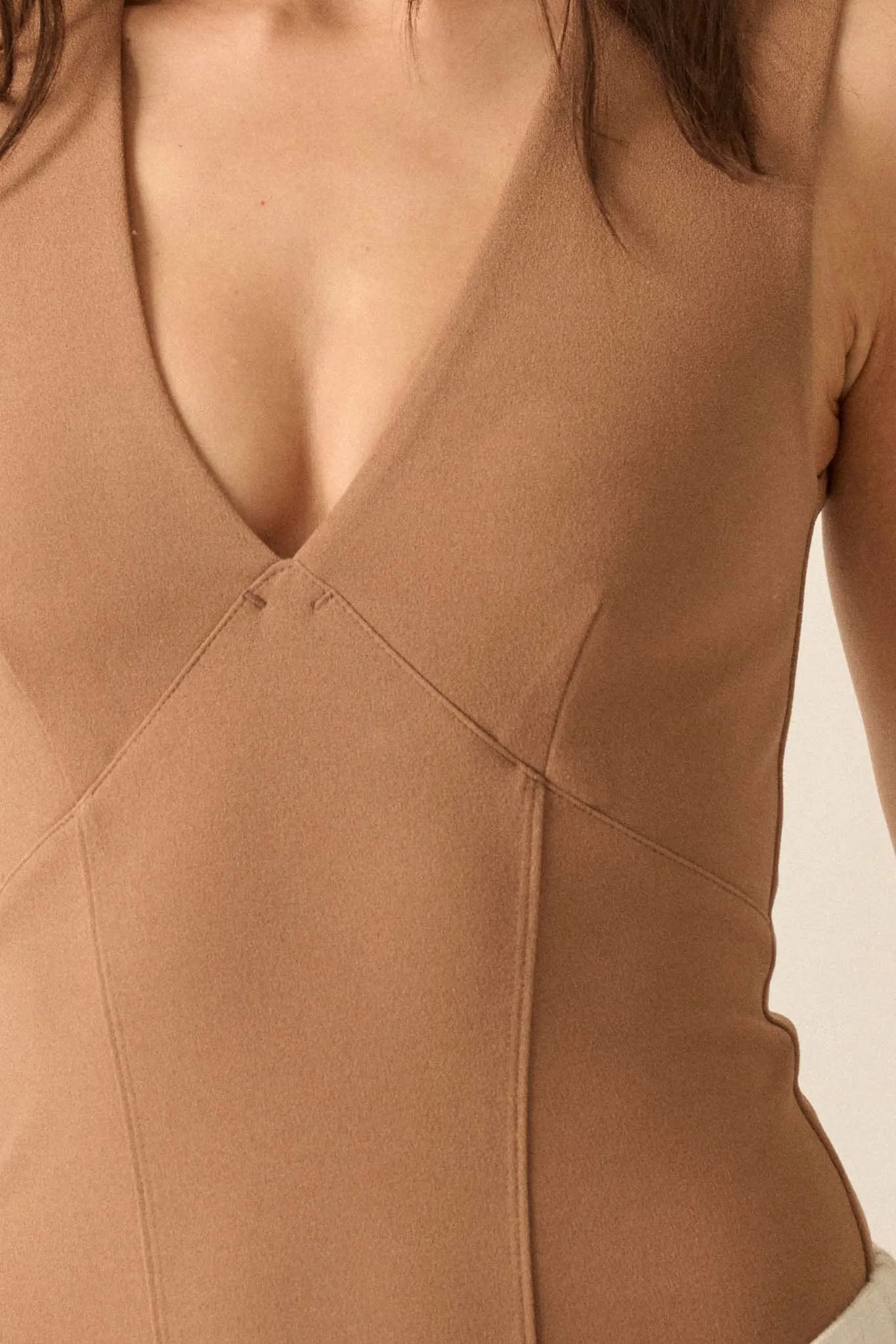 Essential Trends Solid Crepe Contour Bodysuit