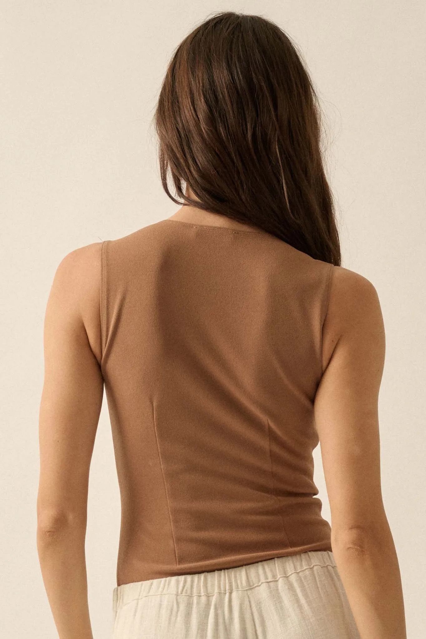 Essential Trends Solid Crepe Contour Bodysuit