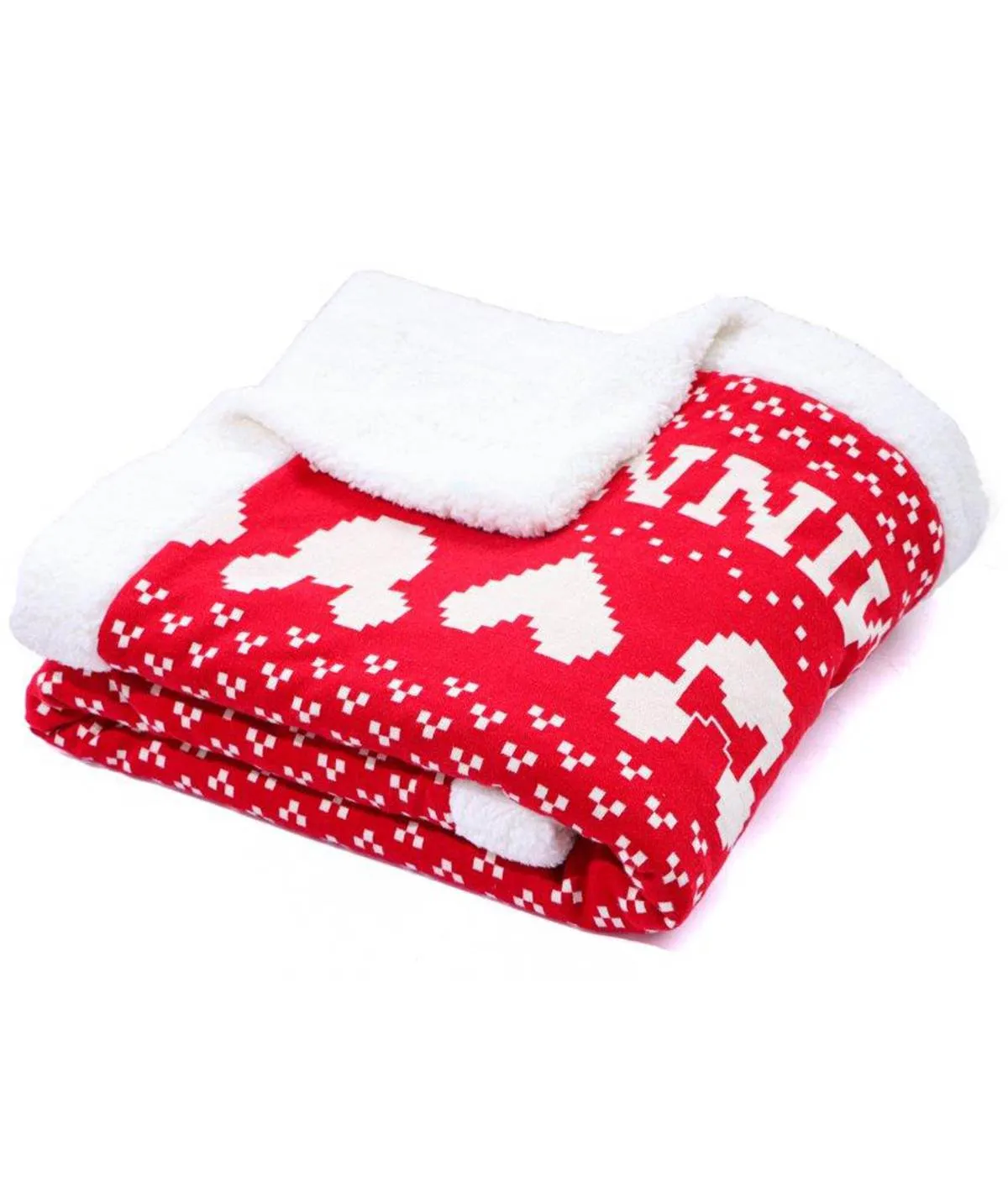 Fairisle Christmas Mickey Mouse Sherpa Cotton Knitted Kids Single Bed Blanket with Warm Sherpa Fabric (4 to 14 Years)