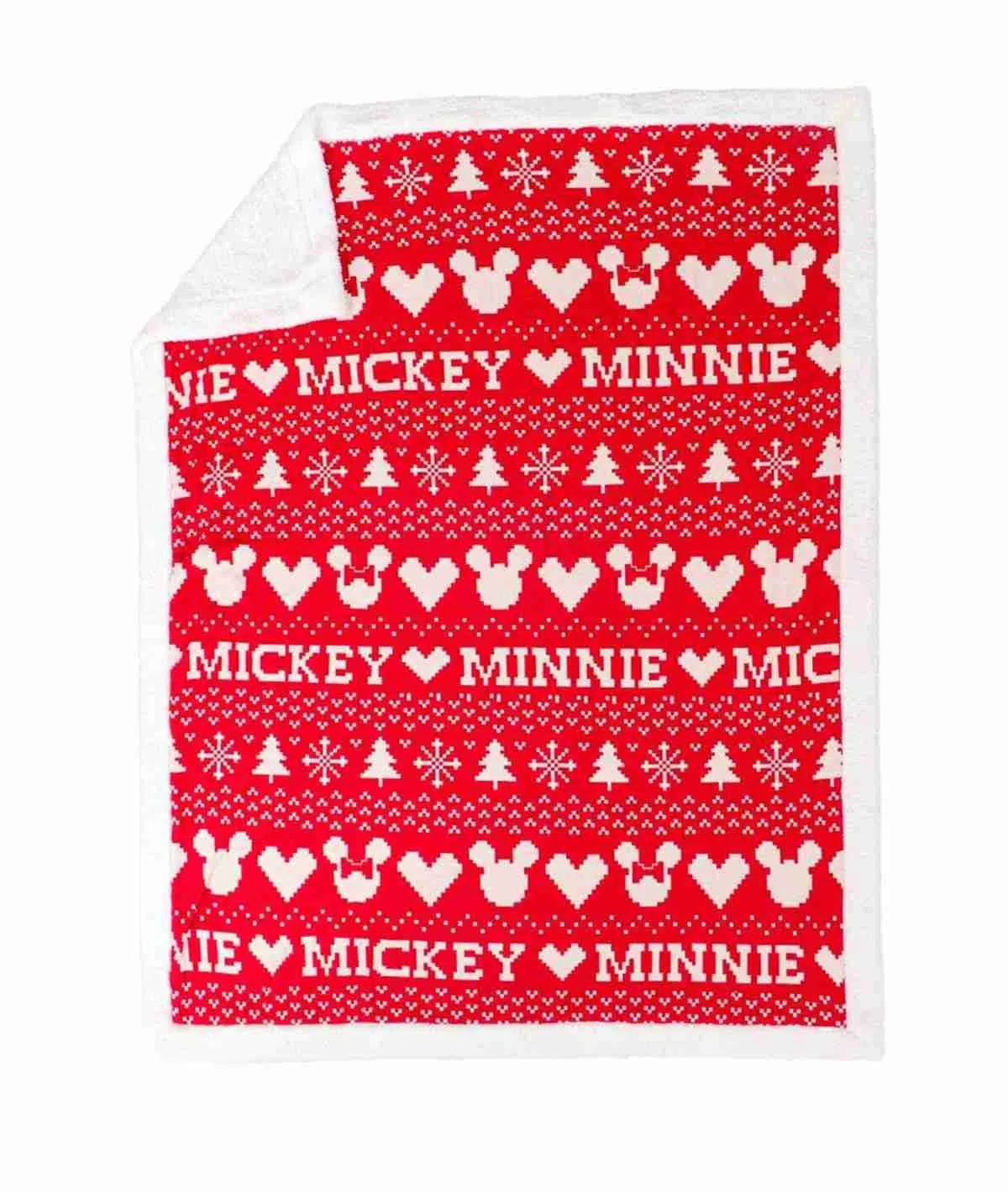 Fairisle Christmas Mickey Mouse Sherpa Cotton Knitted Kids Single Bed Blanket with Warm Sherpa Fabric (4 to 14 Years)