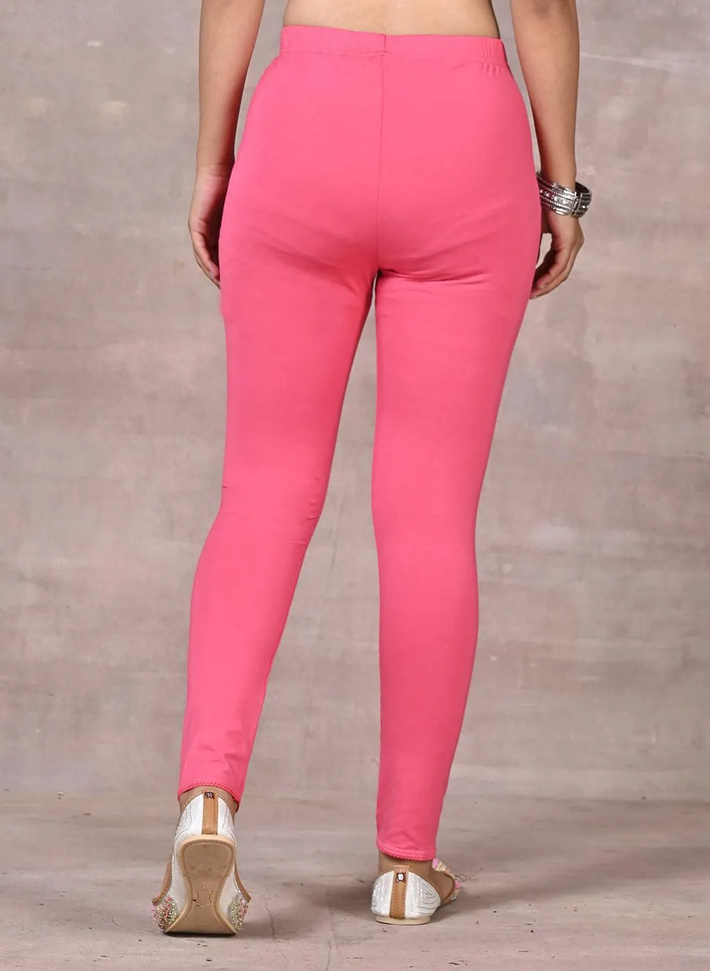 Farah Watermelon Pink Viscose Lycra Leggings for Women