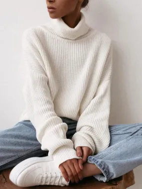 Fashion High Neck Long Sleeve Knitted Sweater