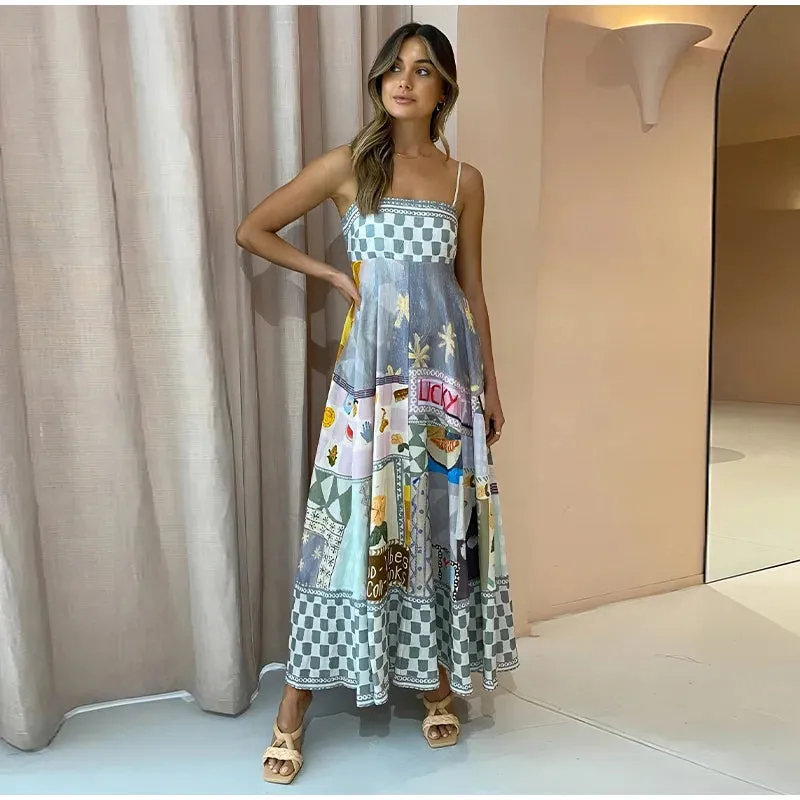 FashionSierra - 2024 Floral Sleeveless Tube Top Maxi Boho Dress