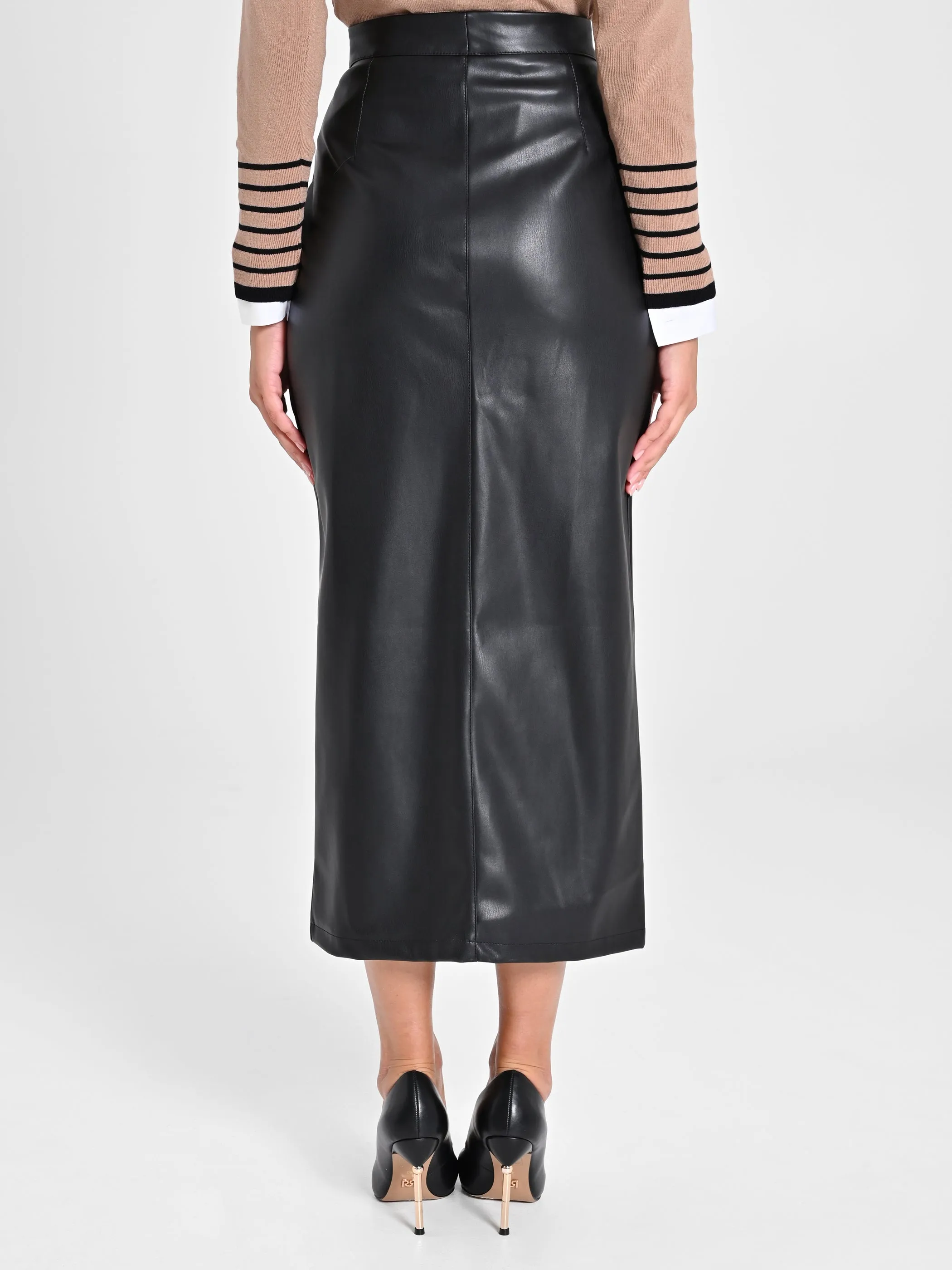 Faux-Leather Maxi Skirt