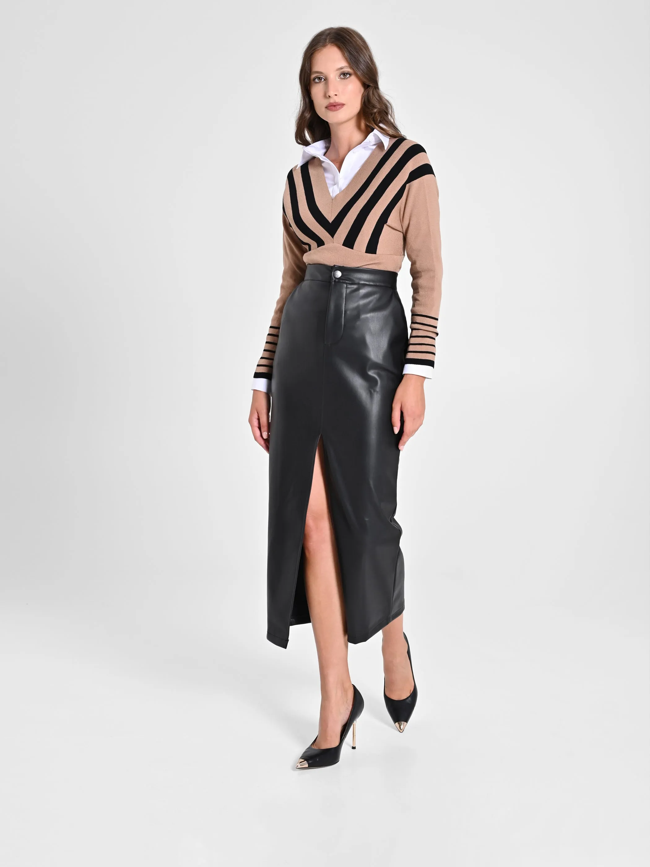 Faux-Leather Maxi Skirt